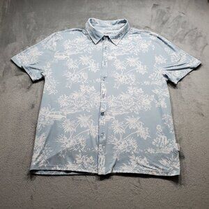 WEARFIRST Button Up Tropical Island Theme Shirt Baby Blue White Men Sz XL